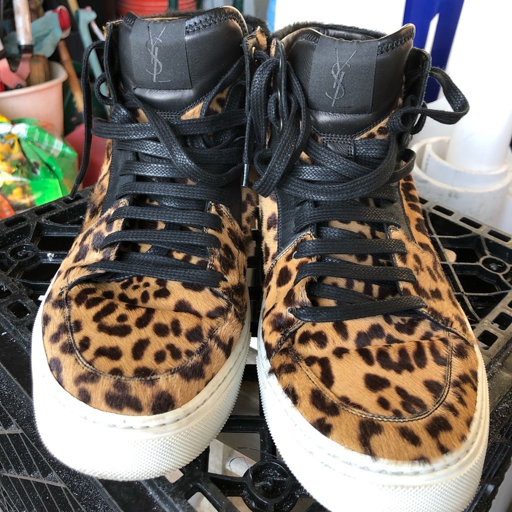 Yves Saint Laurent Leopard Malibu Hightop Sneakers